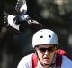 Magpie swooping a cyclist.