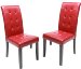 Roundhill Solid Wood Leatherette Padded Parson Stitches Design Chair, Red, Set of 2