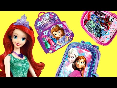 BIGGEST SURPRISE BACKPACK EPISODES! Frozen Monster High Disney Princess & Play Doh Eggs