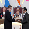 PM Modi and President of Vladimir Putin witnessing the exchange of agreements