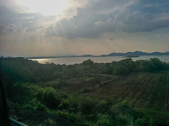 Lago de Cuitzeo on the road near Morelos, during the bus ride from Mexico City to Guadalajara.