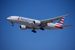 American Airlines B-777 on short final at LAX