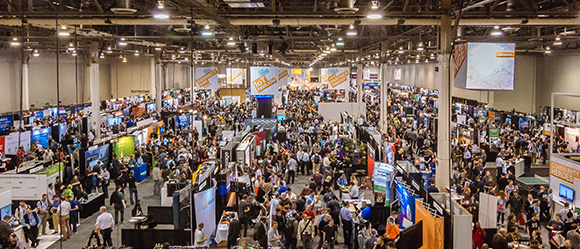 Crowded hall at AWS re:Invent.