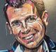 Scott Marsh paints a mural of NSW Premier Mike Baird holding a kebab and glass of wine surrounded by poker chips in ...