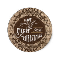 Rustic burlap christmas stickers