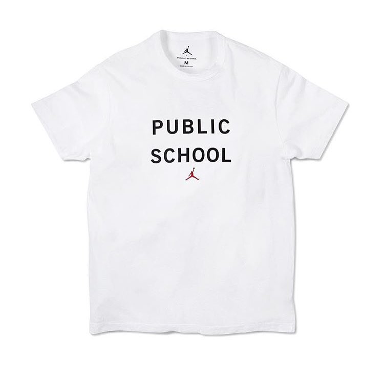 Our friends at @publicschoolnyc are dropped this tee (along with a snapback and a hoodie) last night at 9 ET to celebrate their #PSNYxJORDAN collab. #Jordan #PSNY