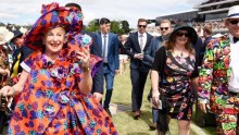 Frocked-up racegoers at Flemington on Melbourne Cup day