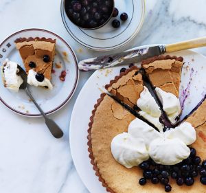 Neil Perry's blueberry tart with almond crust.