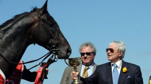 Lucky for some: Trainer Bart Cummings and foreman Reg Fleming after Viewed won the 2008 Melbourne Cup.