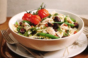 Warm nicoise pasta salad