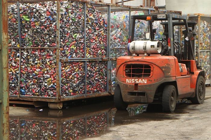 Cans at a South Australian recycling depot.