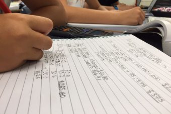 Child studying maths