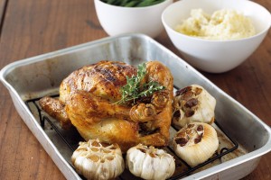 French roast chicken with whole garlic