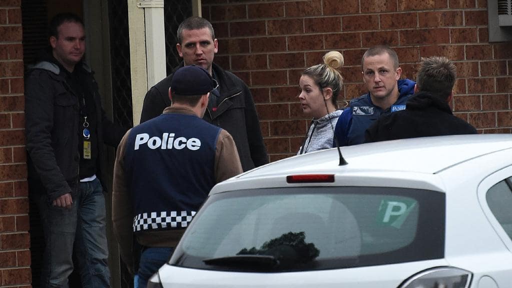 Bikie taskforce Echo police are currently executing warrants on a home in Melbourne’s west. Picture: Nicole Garmston