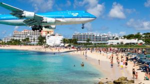 The last KLM 747 has roared over sunbathers on St Maarten beach.