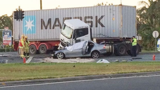 A driver died in a collision involving?a truck and car on Old Cleveland Road, at Capalaba.