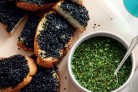 Prawn and black sesame toasts