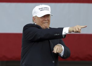 Republican presidential candidate DonaldTrump speaks during a campaign rally at Bayfront Park Amphitheater, Wednesday, Nov. 2, 2016, in Miami.