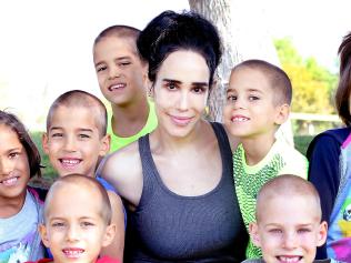 EXCLUSIVE: "Octomom" Natalie Suleman poses with her thriving Octuplets, now 7-years-old, in Laguna,California. RESTRICTIONS APPLY PLEASE SEE NOTES