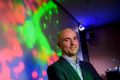 Dr Edwin Hawkins stands alongside his revolutionary "street view"  showing how cancer cells attack the bone of leukaemia ...