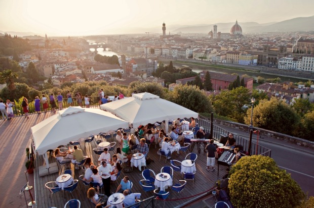 A cafe/bar overlooking the city of Florence.