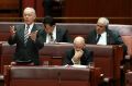 Family First Senator Bob Day, Independent Senator Nick Xenophon, LDP Senator David Leyonhjelm and Independent Senator ...