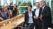 AfD-Parteichefin Frauke Petry, der Berliner Spitzenkandidat Georg Pazderski und Bundessprecher Jörg Meuthen in Berlin