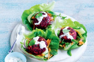 Inside-out beetroot and fetta burgers