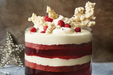 Red velvet white Christmas trifle