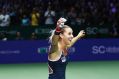 Career highlight: Dominika Cibulkova celebrates victory in WTA singles final.