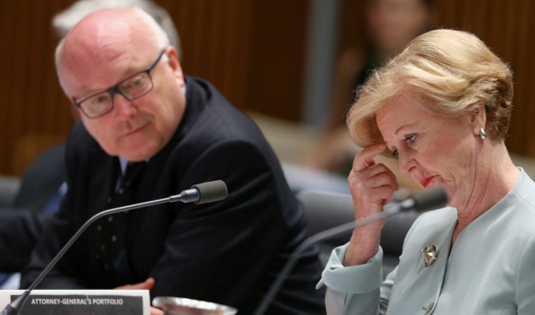 Attorney-General George Brandis and Australian Human Rights Commission President Professor Gillian Triggs during a ...