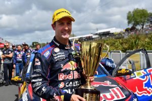 Triple Eight Holden driver Jamie Whincup after winning race 1 of the Supercars Auckland International SuperSprint in ...