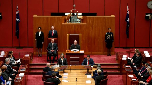 Governor-General Sir Peter Cosgrove delivers his address.