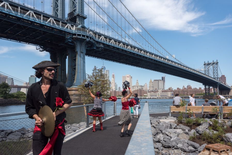 Brooklyn Bridge Park is in an area of Brooklyn called DUMBO. 