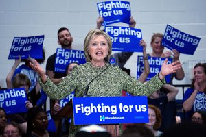 Hillary Clinton during Campaign rally at Hillside High School in Durham, North Carolina.