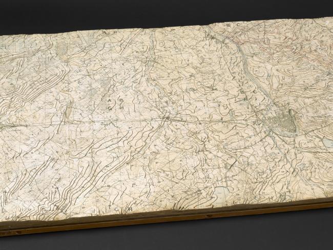 A relief model of the front lines in the First World War made by the British Ordnance Survey team for generals on the front lines. It was made by cutting out maps and pasting them on fine layers of wood to give a true perspective of what the territory looked like. Picture: British Library