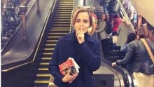 Emma Watson leaves books on the London Tube