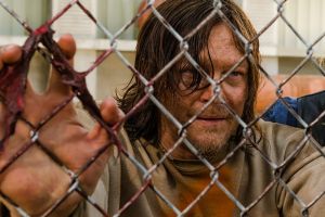 Poor Daryl (Norman Reedus) is tortured like never before by Dwight (Austin Amelio).