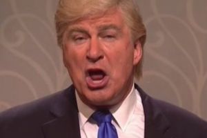Alec Baldwin as Donald Trump and Kate McKinnon as Hillary Clinton in final election sketch on Saturday Night Live.