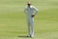 Nathan Lyon looks to the sky during another tough day out for Australia.