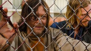 Poor Daryl (Norman Reedus) is tortured like never before by Dwight (Austin Amelio).