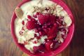 The best start of a new day? Healthy cereals with raspberries, strawberries, pomegranate as well as spelt flakes and ...