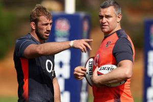 Code breaker: England's Chris Robshaw (left) talks to Jason Ryles in Portugal. 