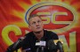 GOLD COAST, AUSTRALIA - OCTOBER 01:  Outgoing Suns coach Guy McKenna speaks to the media during a Gold Coast Suns AFL ...