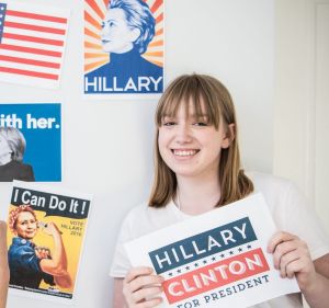 Alison Sainsbury and her daughter Katie are hoping to celebrate a presidential victory for Hillary Clinton. 