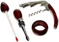 True Fabrications   Premium Wine Accessory Gift Set - Cherry Wood -...