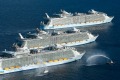 The world's three largest cruise ships meet for the first time.