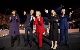 Live: Michelle and Barack Obama join Hillary, Chelsea and Bill Clinton on stage during a rally in Philadelphia