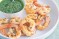 Chilli barbecue prawns with coriander pesto