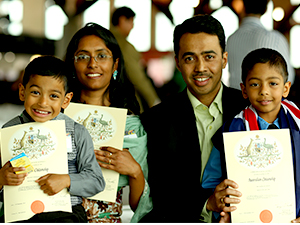 Family at citizenship ceremony